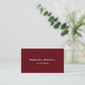 Trendy Rosewood Black Monogram Business Card Visitenkarte (Stehend Vorderseite)