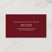 Trendy Rosewood Black Monogram Business Card Visitenkarte (Rückseite)