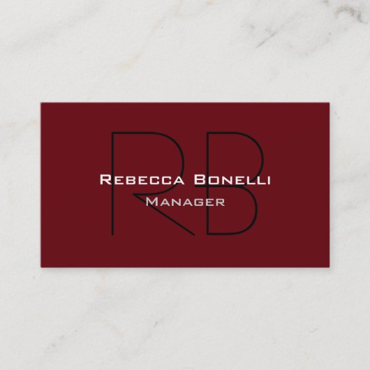 Trendy Rosewood Black Monogram Business Card Visitenkarte (Vorderseite)