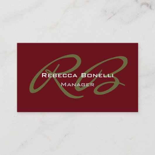Trendy Rosewood Gold Colors Monogram Business Card Visitenkarte (Vorderseite)