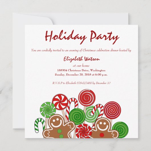 Trendy Rotweihnachtskuchen Einladung (Vorderseite)