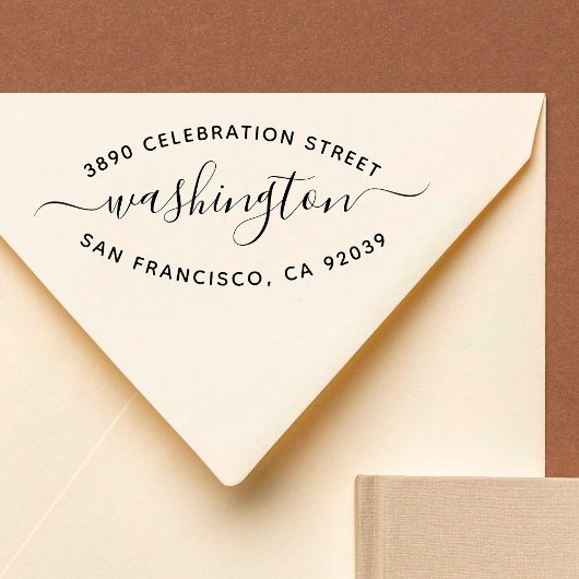 Trendy Round Typografy Family Name Rücksendeadress Gummistempel