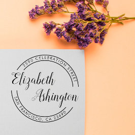 Trendy Round Typografy & Script Rücksendeadresse Permastempel