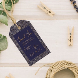 Trendy Royal Blue Gold Intricate Design Wedding Geschenkanhänger