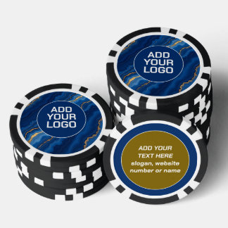 Trendy Royal Blue Gold Marble Collection Pokerchips
