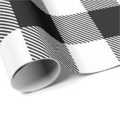 Trendy Rustic Black and White Buffalo Kariert Geschenkpapier (Rolleneckpunkt)