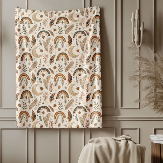 Trendy Rustic Boho Rainbow Subtle Pastel Hues Fleecedecke