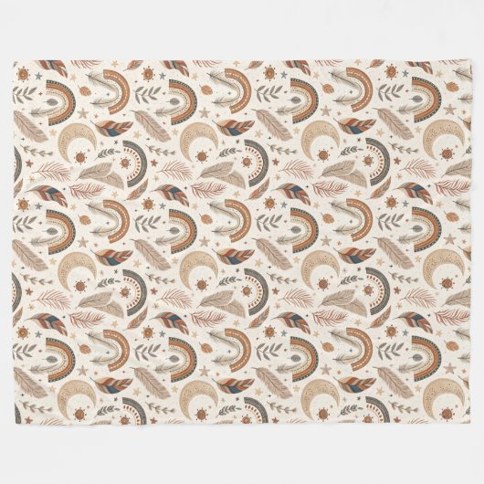 Trendy Rustic Boho Rainbow Subtle Pastel Hues Fleecedecke (Vorderseite (Horizontal))