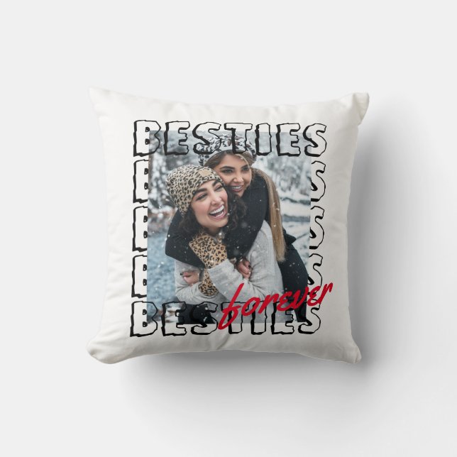 Trendy Rustic Chic Besties Forever Foto Overlap Kissen (Vorderseite)