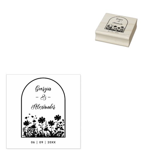 Trendy Rustic Chic Wildflowers Window Arch Wedding Gummistempel (Stempel)