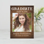 Trendy Rustic Country Wood Plank Foto Abschluss Ankündigung (Stehend Vorderseite)