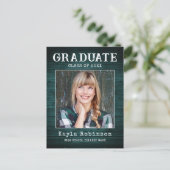 Trendy Rustic Country Wood Plank Photo Graduation Postkarte (Stehend Vorderseite)