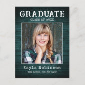 Trendy Rustic Country Wood Plank Photo Graduation Postkarte (Vorderseite)