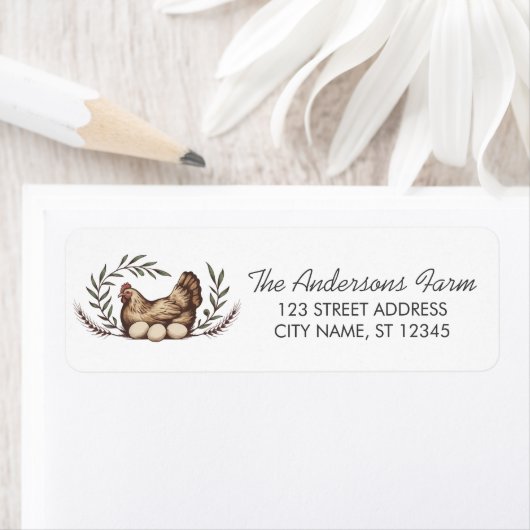 Trendy Rustic Farm Chicken Return Address (Insitu)
