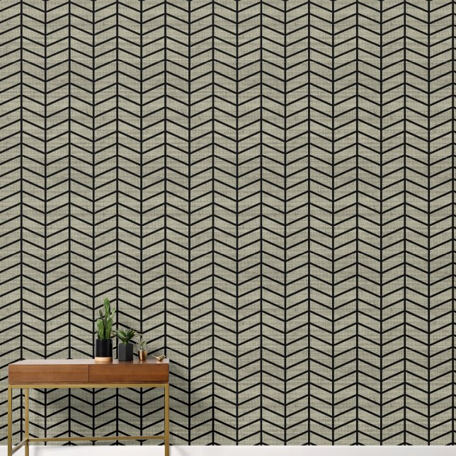 Trendy Rustic Green Zickzack Tapete (Korridor)