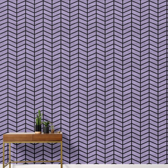 Trendy Rustic Lila Zickzack Tapete (Korridor)