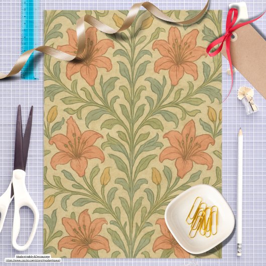 Trendy rustic lily chintz William Morris muster Seidenpapier