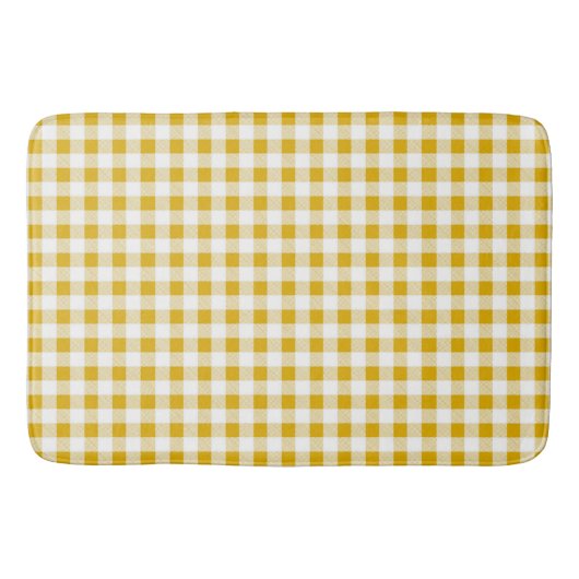 Trendy Rustic Mustard Yellow Gingham Karos Badematte (Vorderseite)
