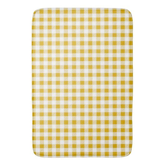 Trendy Rustic Mustard Yellow Gingham Karos Badematte (Vorderseite Vertikal)