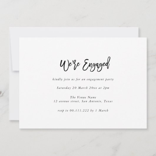 Trendy rustic script engagement party einladung (Rückseite)