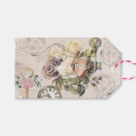 Trendy rustikale französischer Hintergrund Vintage Geschenkanhänger