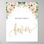 Trendy Rustikale Rosa Blütengold Gefälligkeitszeic Poster (Vorne)