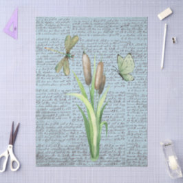 Trendy rustikale Vintage Kalligraphiebriefe Blau Seidenpapier