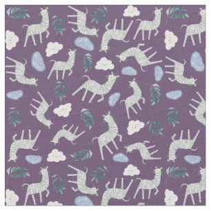 Trendy Safari-Tiere Dschungel Zebra Pferd lila Stoff