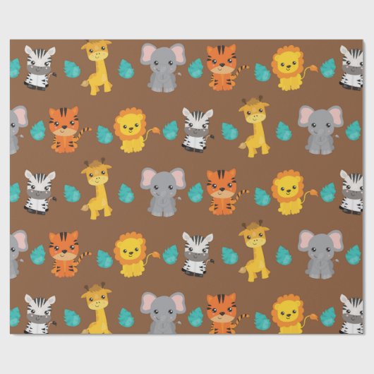 Trendy Safari Wildlife Geschenkpapier (Flach)
