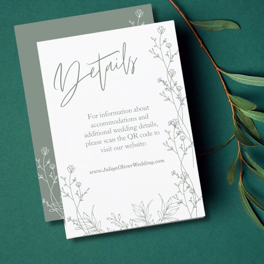 Trendy Saga grüne QR Code Hochzeit Details Begleitkarte