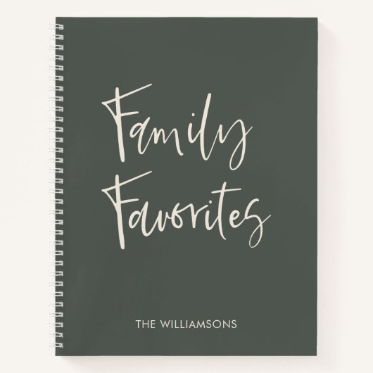 Trendy Sage Cream Script Cooking Family Rezept Notizblock (Vorderseite)