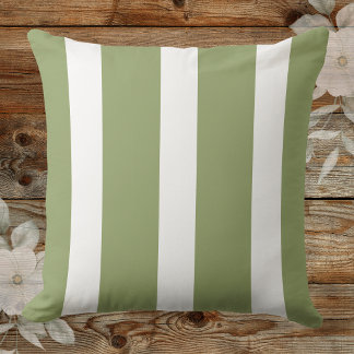 Trendy Sage Green And White Cabana Stripe  Kissen