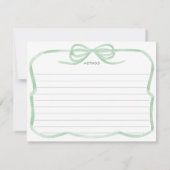 Trendy Sage Green Bow Brautparty Rezept Card Einladung (Rückseite)