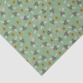 Trendy Sage Green Buzzing Honeybee für den Sommer Seidenpapier (Detail)