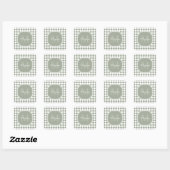 Trendy Sage Green Checked Mit Monogramm Name Quadratischer Aufkleber (Blatt)