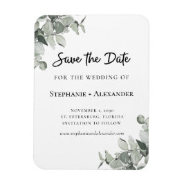 Trendy Sage Green Eukalyptus Wedding Save the Date Magnet