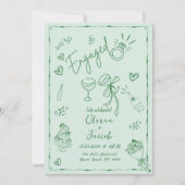 Trendy Sage Green Mint Hand Drawing Party Einladung (Vorderseite)