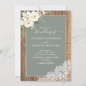 Trendy Sage Green Rustic Wood Script Wedding Invit Einladung (Vorderseite)