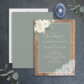 Trendy Sage Green Rustic Wood Script Wedding Invit Einladung