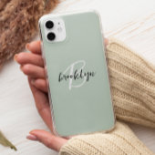 Trendy Sage Green Schwarz-weiß Script Monogram Case-Mate iPhone Hülle