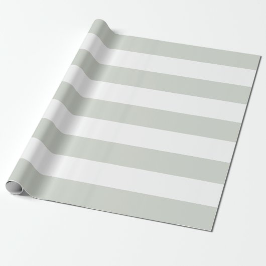 Trendy Sage Green und White Stripes Geschenkpapier (Ungerollt)