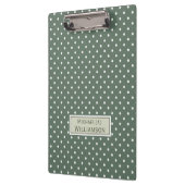 Trendy Sage Green & White Polka Dot Custom Muster Klemmbrett (Links)
