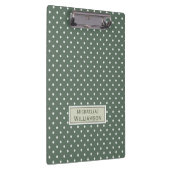 Trendy Sage Green & White Polka Dot Custom Muster Klemmbrett (Rechts)
