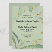 Trendy Sage Hues & Gold Glitzer Einladung zur Hoch (Vorne/Hinten)