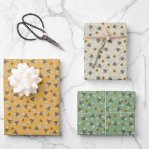 Trendy Sage & Yellow Honeybienen für Frühjahr & So Geschenkpapier Set