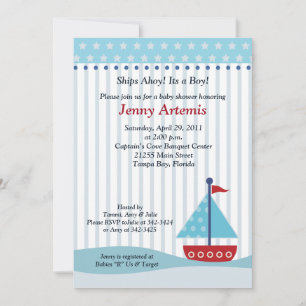 Trendy Sailboat 12x18 Baby Dusche Einladung