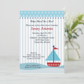 Trendy Sailboat 12x18 Baby Dusche Einladung (Stehend Vorderseite)