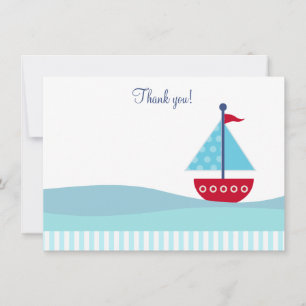 Trendy Sailboat Flat Vielen Dank für Ihre Anmerkun Mitteilungskarte
