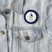 Trendy Sailboat Name Tag Button - Grün/Blau (Beispiel)