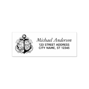 Trendy Sailboat Nautical Anchor Rücksendeadresse Gummistempel